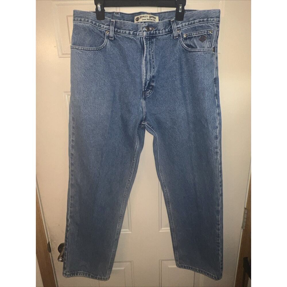 Harley Davidson Jeans Men’s 40x30 Blue Light Wash Traditional Fit Straight Denim